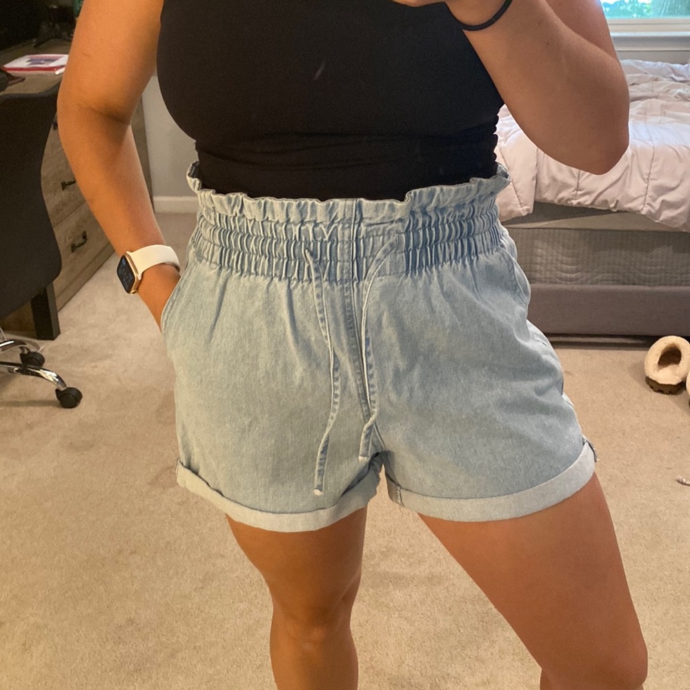 High waisted jean shorts